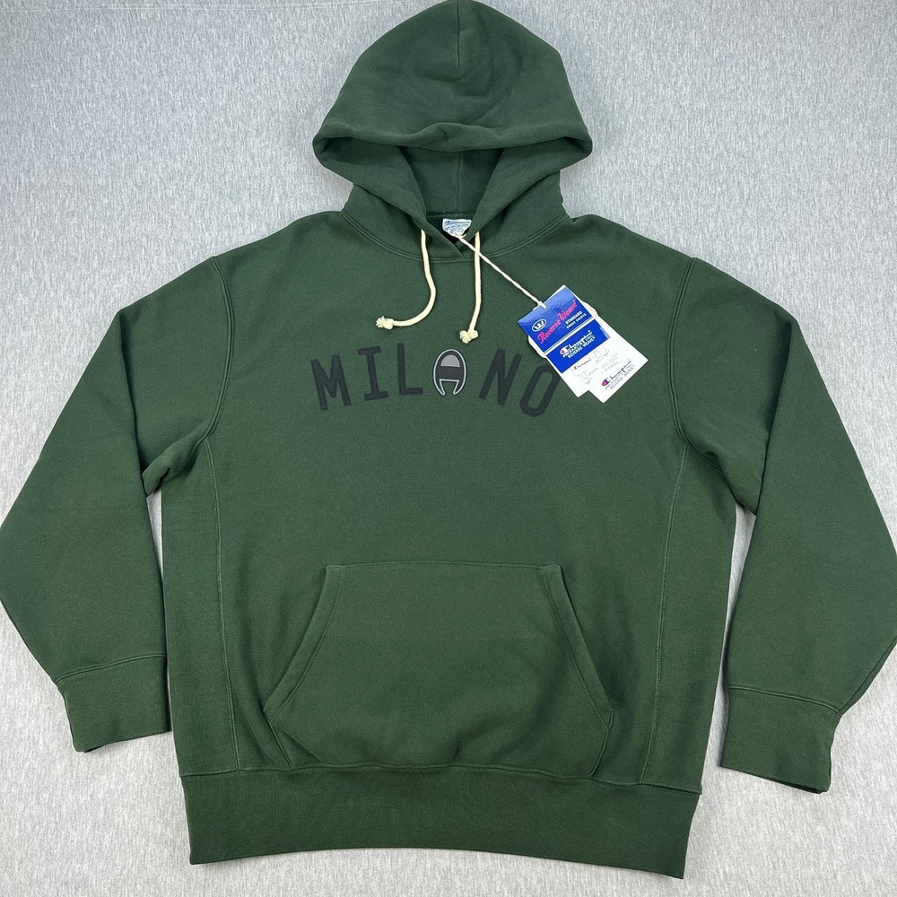 Champion Reverse Weave Hoodie Mens L Forest Green MILAN ITALY EXCLUSIVE - NEW